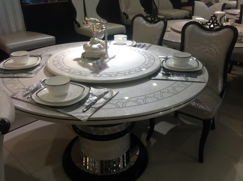 round marble dining table with Lazy Susan furniture